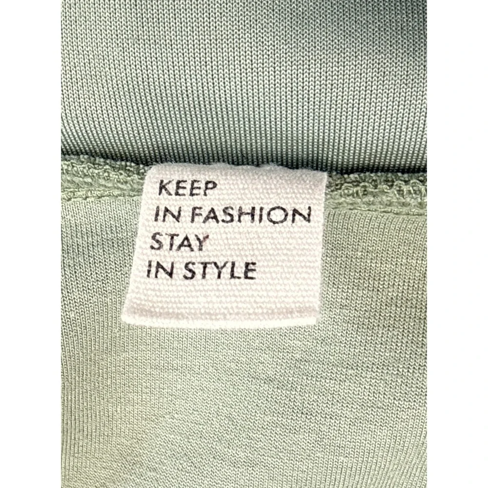 ANRABESS Half Zip Sweatshirt M Mint Green Long Sleeve Relaxed Fit Fleece